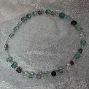 Necklace flourite crystal rock beaded gemstone magnetic closure easily access